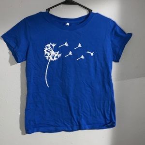 blue T-shirt with dandelion
